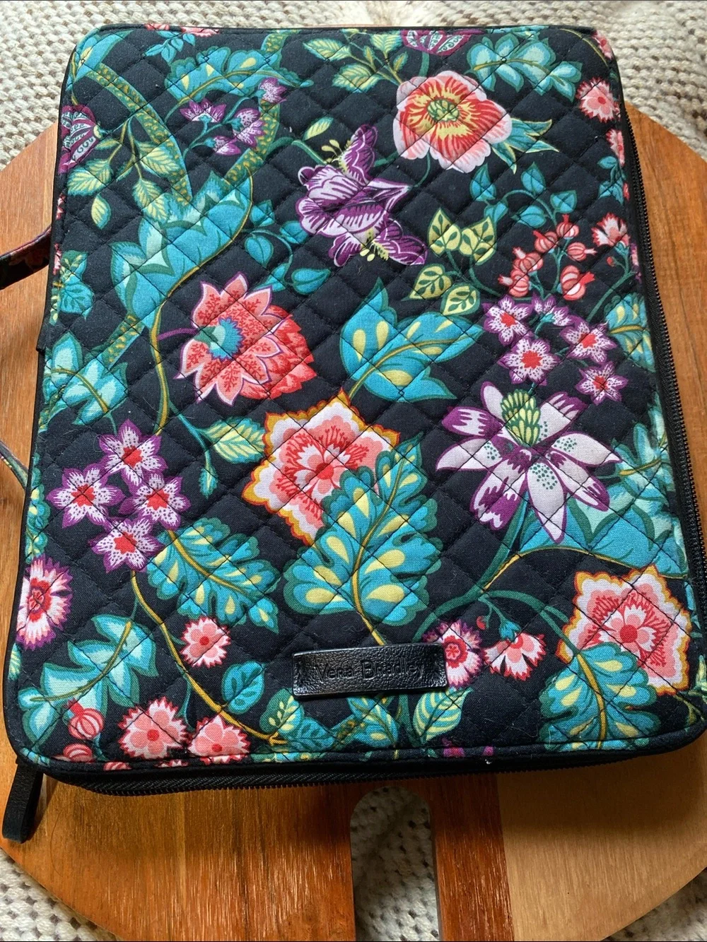 Vera Bradley Black Floral Quilted Laptop Sleeve